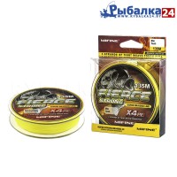 Плетеный шнур Mifine Fierce Strong x4 PE 135м, 0.14мм, 10.3 кг, желтый